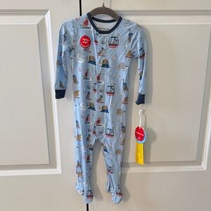 Magnetic Me Blue Kids Footie with Winter Adventure Print